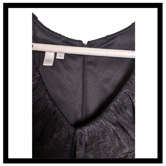 London Times Black V Neck Ruffle Tier Dress - Picture 3 of 4